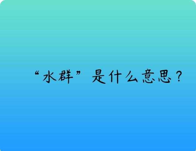 “水群”是什么意思？