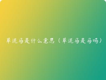 草泥马是什么意思（草泥马是马吗）