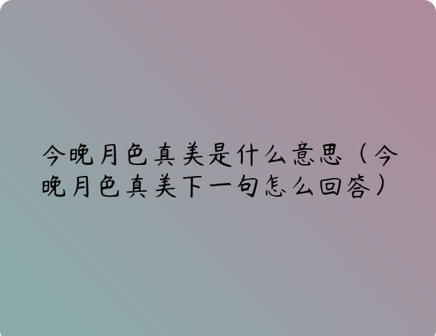 今晚月色真美是什么意思（今晚月色真美下一句怎么回答）
