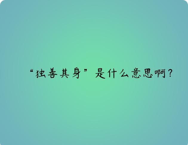 “独善其身”是什么意思啊？