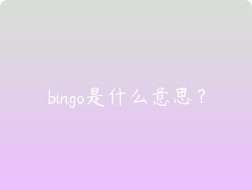 bingo是什么意思？