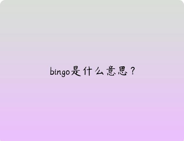 bingo是什么意思？
