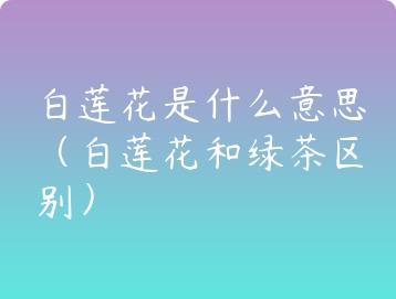 白莲花是什么意思（白莲花和绿茶区别）