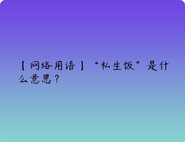 【网络用语】“私生饭”是什么意思？