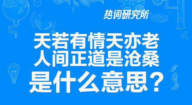 “天若有情天亦老，人间正道是沧桑”是什么意思？