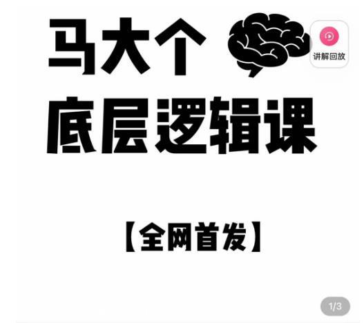 马大个底层逻辑课，51节底层逻辑智慧课-价值1980元