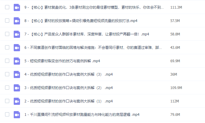 云栖电商·千川投放素材课：直播间引流短视频千川投放素材与投放策略进阶，9节完整