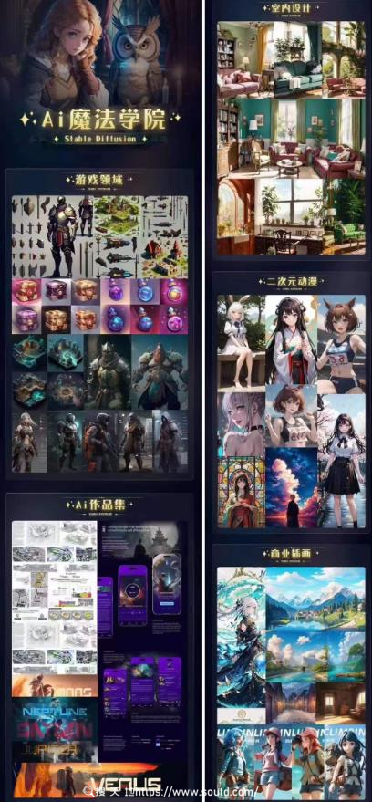 Ai魔法绘画 Stable Diffusion专业课高效辅助Ui/运营作品集0到精通系统课