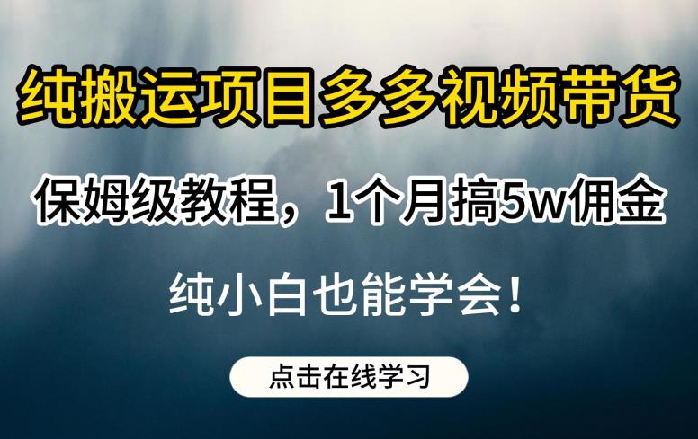 纯搬运项目多多视频带货保姆级教程，1个月搞5W佣金，纯小白也能学会【揭秘】